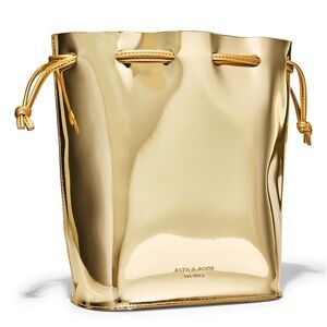 Bath and Body Works Gold Cinch Gift Bag / Bucket Bag NWOT